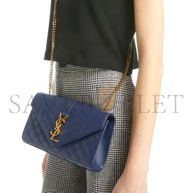 Y*L monogram matelassÉ calfskin shoulder bag-bule charron 45511510 (21*13*6cm)